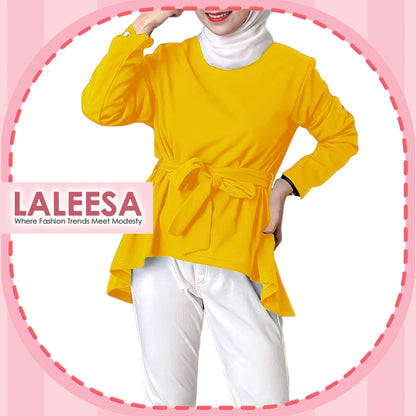 LALEESA Awa Collection TA302380 BLOUSE ZAMINAH Round Neck Blouse Muslimah Blouse Women Blouse Baju Raya 2024