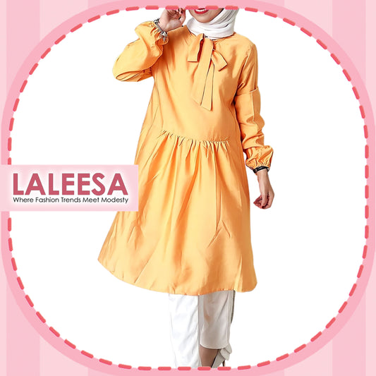 LALEESA TB441451 BLOUSE NABEEHA Plain Color Tie Collar Blouse Muslimah Blouse Women Blouse Plus Size Baju Raya 2024