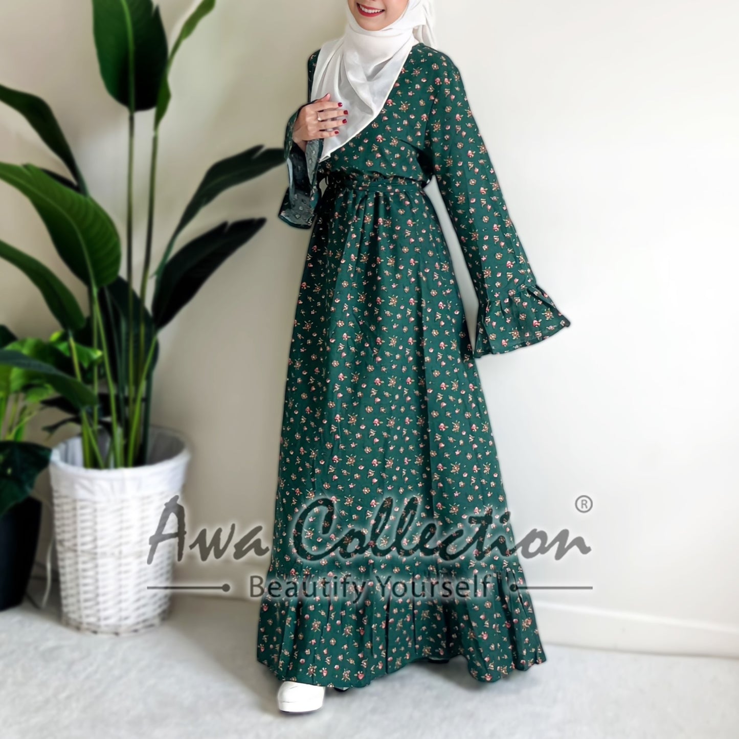LALEESA Awa Collection DA116156 DRESS GHADIA Floral Printing Long Dress Muslimah Dress Women Dress Maxi Dress