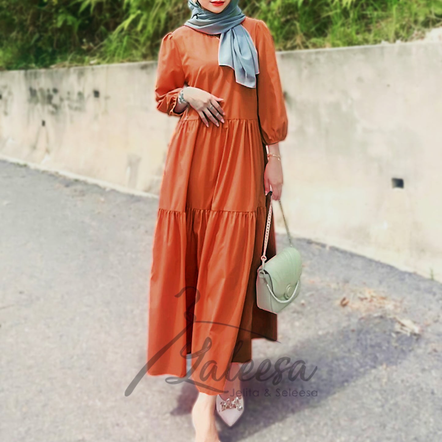 LALEESA LD246264 DRESS DARIA Puff Sleeve Ruffles Dress Muslimah Dress Women Dress Plus Size Baju Raya 2024