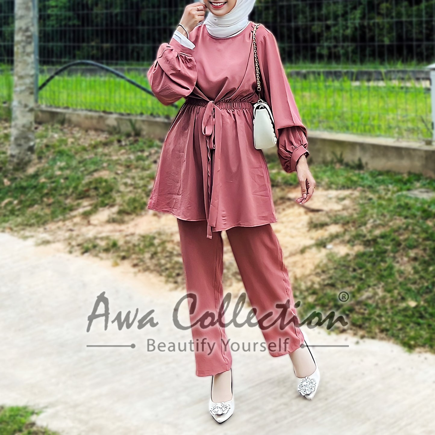 LALEESA Awa Collection (Blouse + Pants) SA704763 SET DUJANAH Tie Waist Suit Blouse Muslimah Blouse Women Blouse
