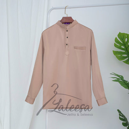 LALEESA E0302 Kurta Cekak Musang (Slim Fit) Satin Berkilat Baju Berkolar Men Shirt Men Baju Lelaki Baju Raya 2024