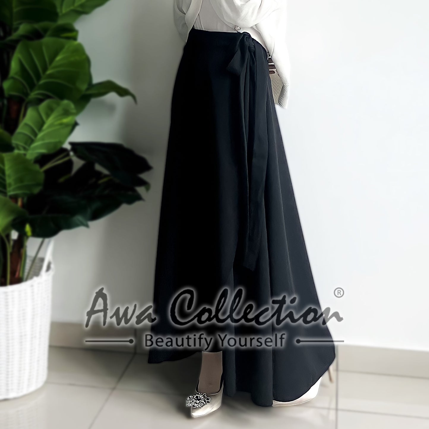 LALEESA Awa Collection BA509529 SKIRT TAMANNI Vintage Asymmetric High Waist Casual Long Skirt Muslimah Skirt Labuh