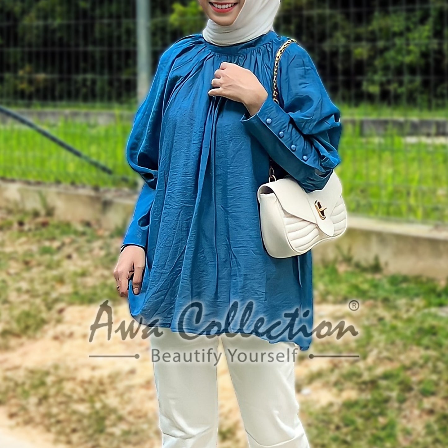 LALEESA Awa Collection TA308326 BLOUSE HAROONA Loose T-Shirt Blouse Muslimah Blouse Women Blouse Baju Raya 2024