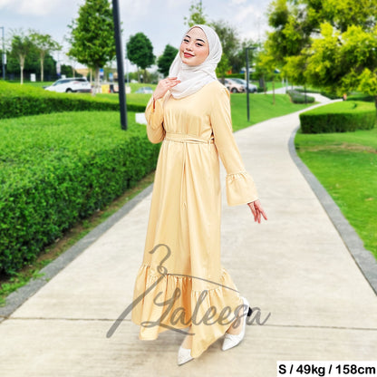 LALEESA LD251219 DRESS INAS Vintage Ruffled Hem Maxi Long Dress Muslimah Dress Women Plus Size Baju Raya 2024