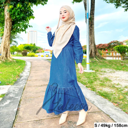 LALEESA DRESS DENIM LD275227 <BF Friendly Series> Dress Muslimah Dress Woman Jubah Muslimah Abaya