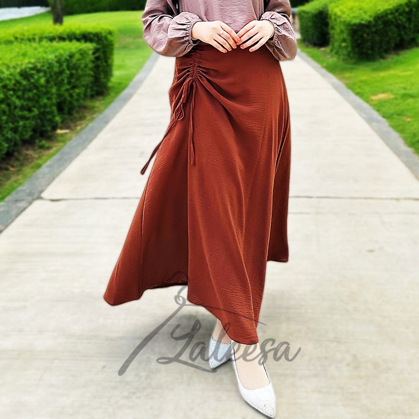 LALEESA SKIRT WAHEEDA PS659639 <Ironless Series> (Ironless) 2 Way Wear Plicated Drawstring Skirt Muslimah Skirt Labuh