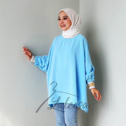 LALEESA TB469439 BLOUSE KAUREEN Irregular Hem Retro Blouse Muslimah Blouse Women Blouse Plus Size Baju Raya 2024