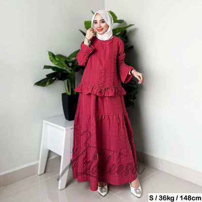 LALEESA (Blouse + Skirt) SET HAMEEDA SW844803 <BF Friendly Series> (Ironless) Set Wear Blouse Plus Size Baju Raya 2024