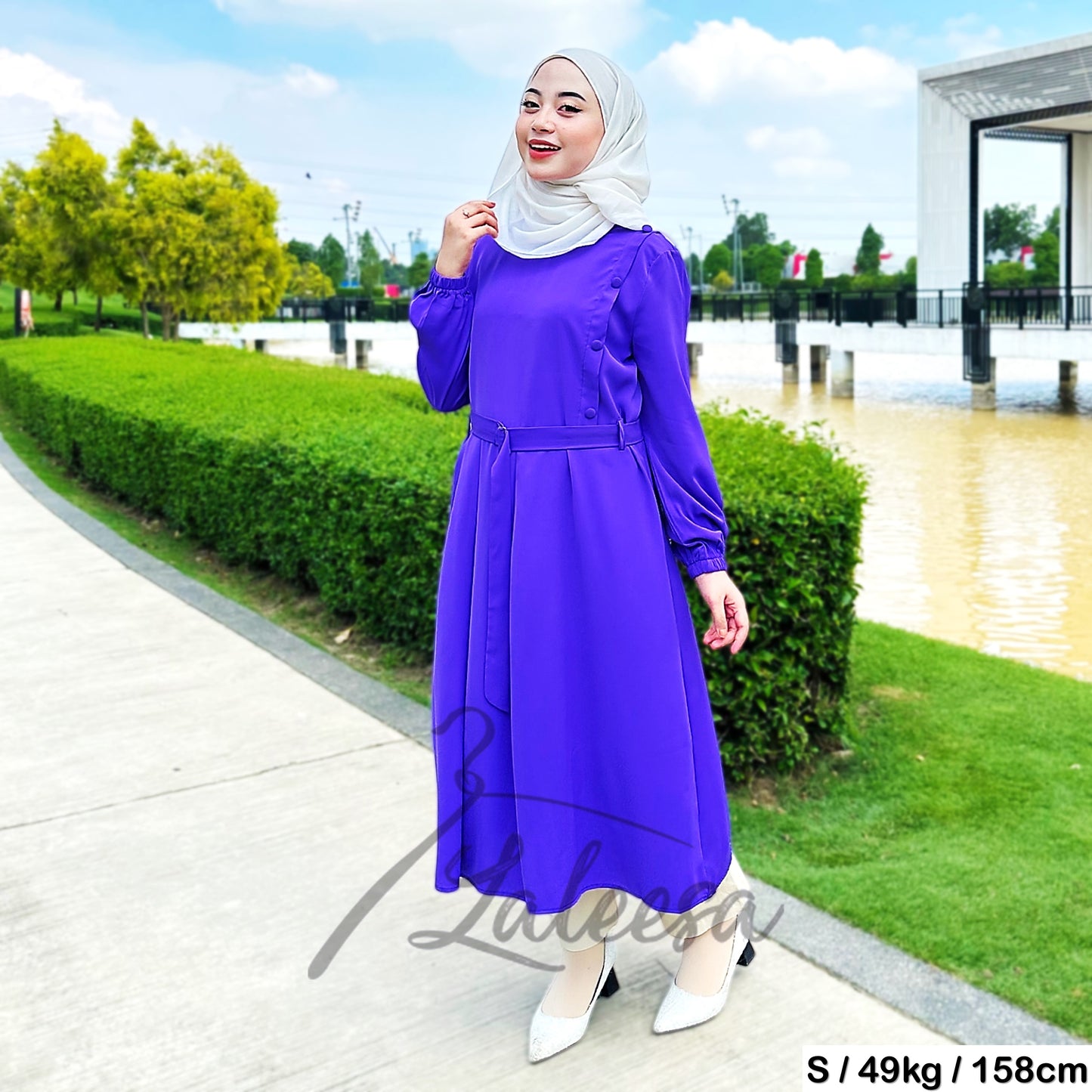 LALEESA TB431428 BLOUSE RABIA Tunic Belt Blouse Muslimah Blouse Women Blouse Baju Muslimah Plus Size Baju Raya 2024