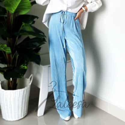 LALEESA PANTS ZOONA PS660640 <Ironless Series> (Ironless) High Waist Rubber Waist Loose Straight Long Pants Women Pants