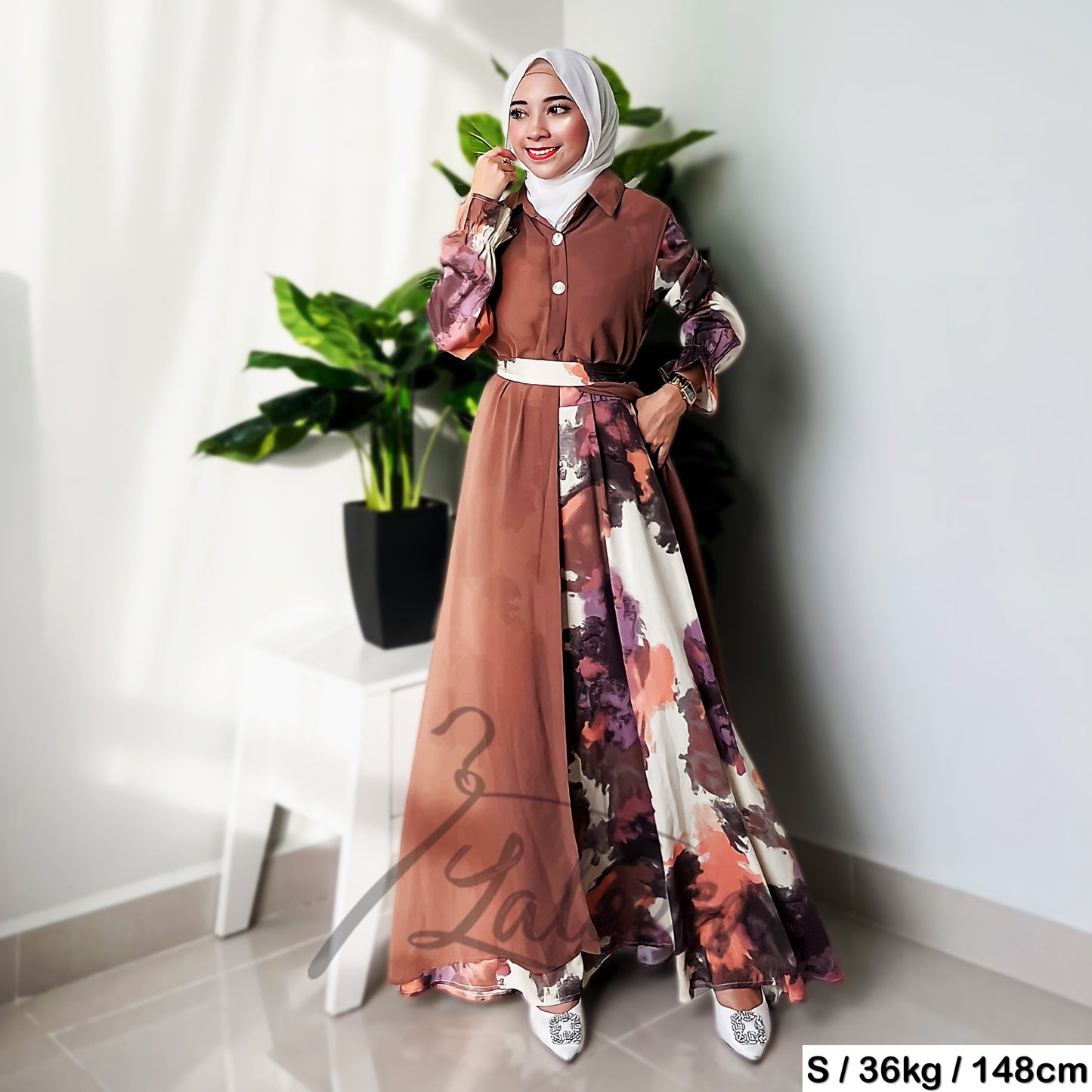 LALEESA (Dress + Cardigan) SW843894 SET ISLAH Long Dress With Chiffon Suit Set Wear Dress Women Plus Size Baju Raya 2024