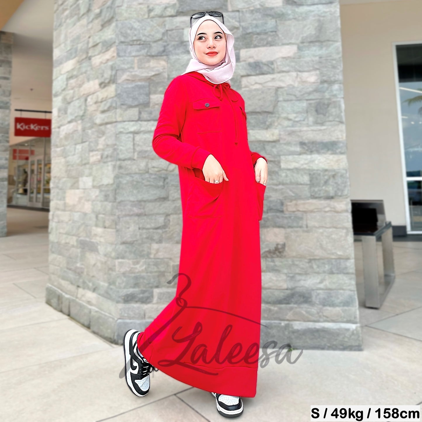 LALEESA DRESS HOODIE POCKET LD277249 <Long Hoodie Series> Long Hoodie Dress Muslimah Dress Woman