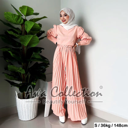 LALEESA Awa Collection SA703772 SET BARSA Pleated Rompers Jumpsuit Dress Muslimah Dress Women Dress Baju Raya 2024