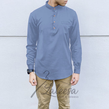 Plain Kurta Lelaki (Slim Fit) Baju Berkolar Casual Formal Men Shirt Men Baju Lelaki Baju Raya 2024