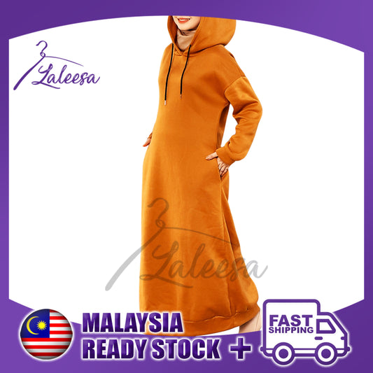LALEESA DRESS HOODIE CLASSIC LD227527 <Long Hoodie Series> Long Hoodie Dress Muslimah Dress Plus Size Baju Raya 2024