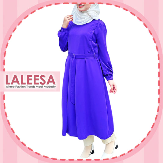 LALEESA TB431428 BLOUSE RABIA Tunic Belt Blouse Muslimah Blouse Women Blouse Baju Muslimah Plus Size Baju Raya 2024