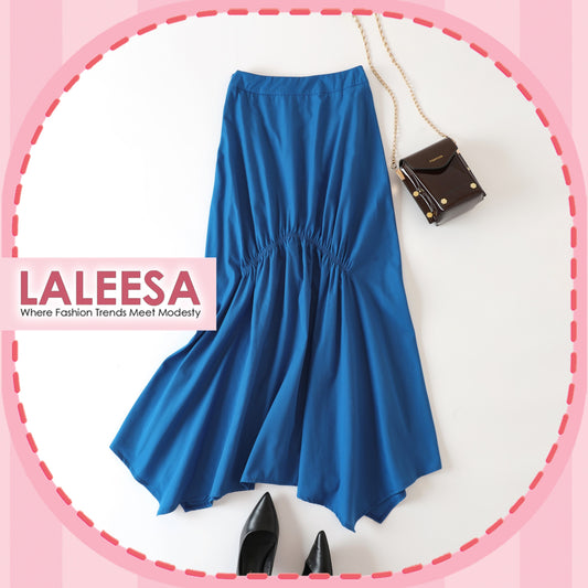 LALEESA PS662662 SKIRT BAHIYA Cotton High Elastic Waist Flowy A Line Long Skirt Muslimah Skirt Labuh Skirt Pencil