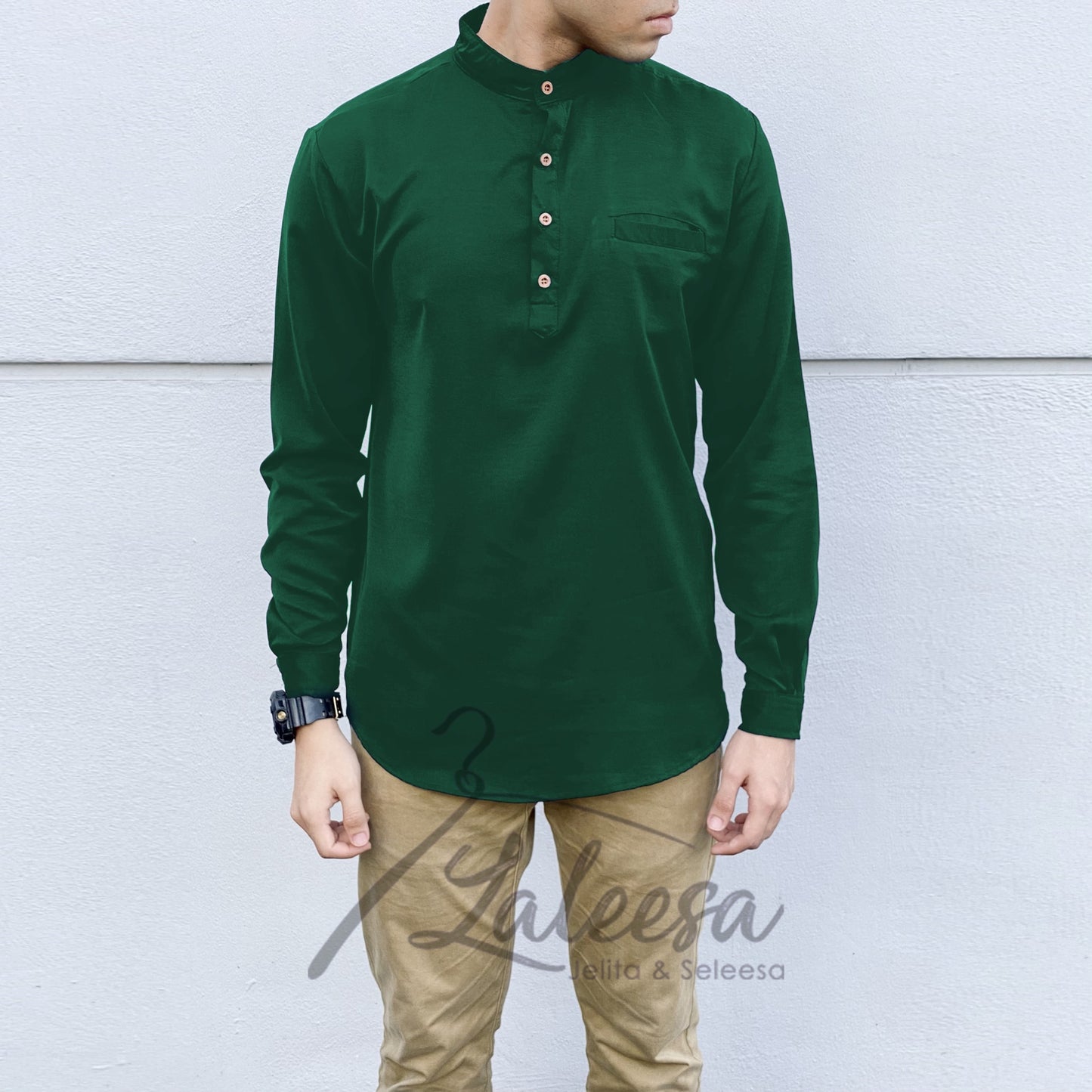 Plain Kurta Lelaki (Slim Fit) Baju Berkolar Casual Formal Men Shirt Men Baju Lelaki Baju Raya 2024