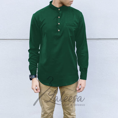 Plain Kurta Lelaki (Slim Fit) Baju Berkolar Casual Formal Men Shirt Men Baju Lelaki Baju Raya 2024