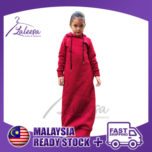LALEESA DRESS (KIDS) HOODIE CLASSIC LK228528 <Long Hoodie Series> Long Hoodie Dress Muslimah Dress Kids Baju Raya 2024
