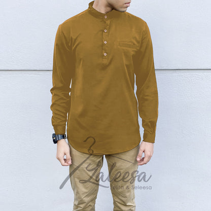 Plain Kurta Lelaki (Slim Fit) Baju Berkolar Casual Formal Men Shirt Men Baju Lelaki Baju Raya 2024