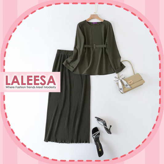 LALEESA (Blouse + Skirt) SET IZZA SW850867 Set Wear Blouse Muslimah Blouse Women Blouse Plus Size Baju Raya 2024