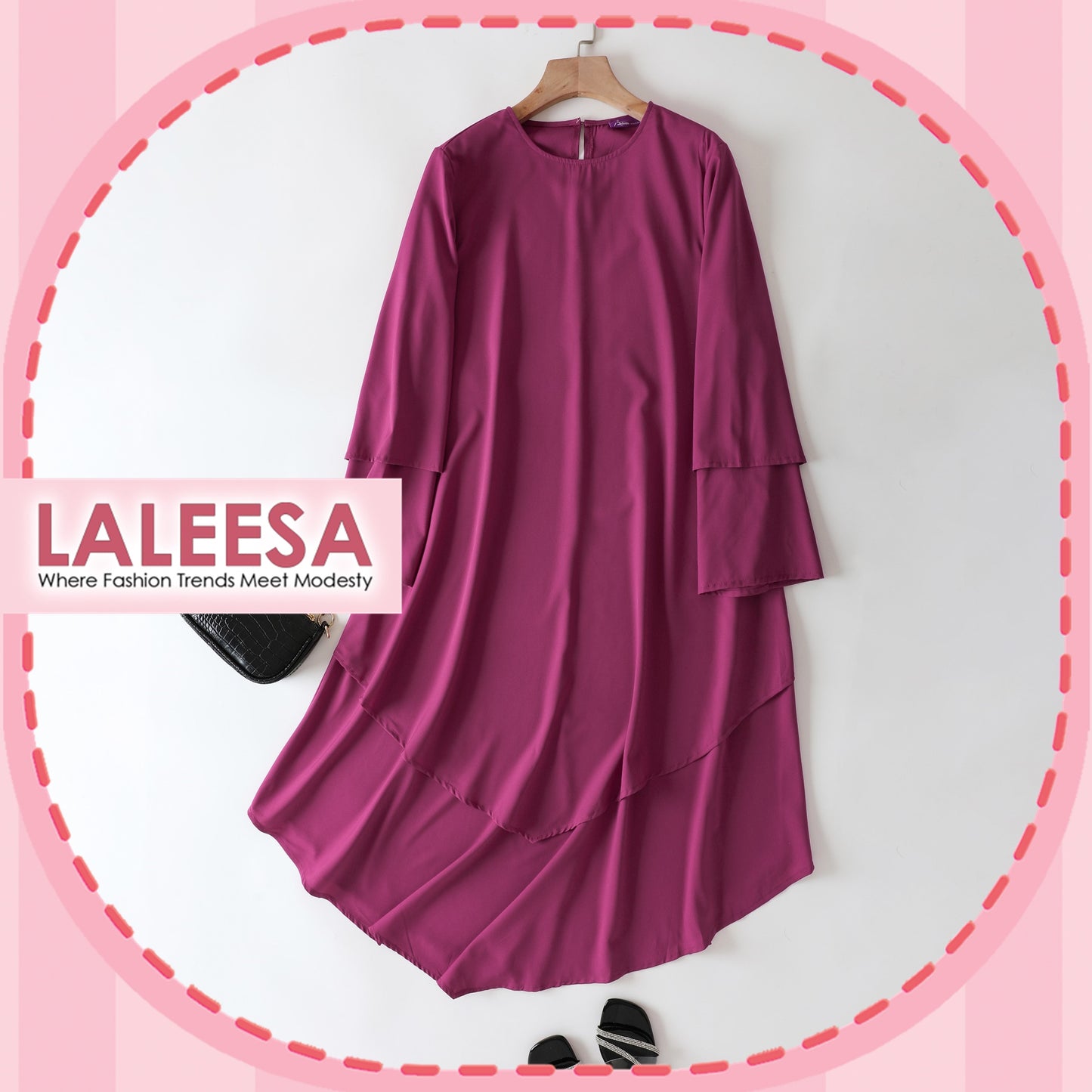 LALEESA LD257275 DRESS MAIDA Irregular Loose Casual Long Dress Muslimah Dress Women Dress Plus Size Baju Raya 2024