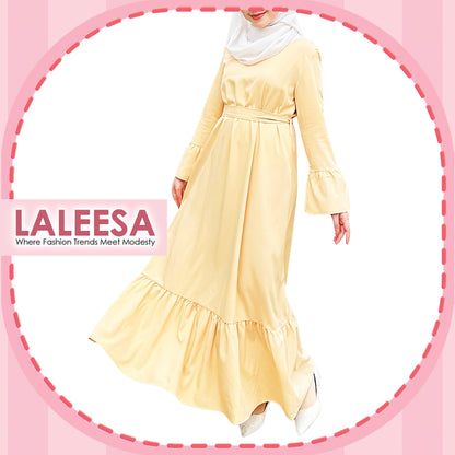 LALEESA LD251219 DRESS INAS Vintage Ruffled Hem Maxi Long Dress Muslimah Dress Women Plus Size Baju Raya 2024