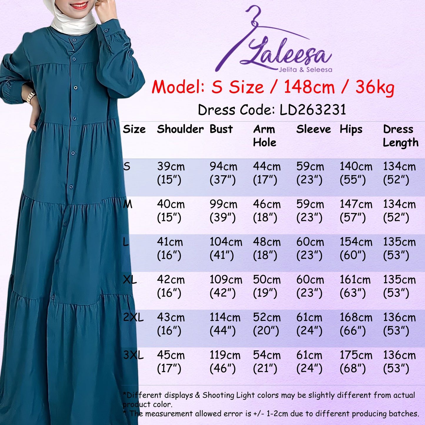 LALEESA DRESS UMAIRA LD263231 <BF Friendly Series> Full Button Down Ruffled Dress Muslimah Dress Women Dress Jubah Abaya