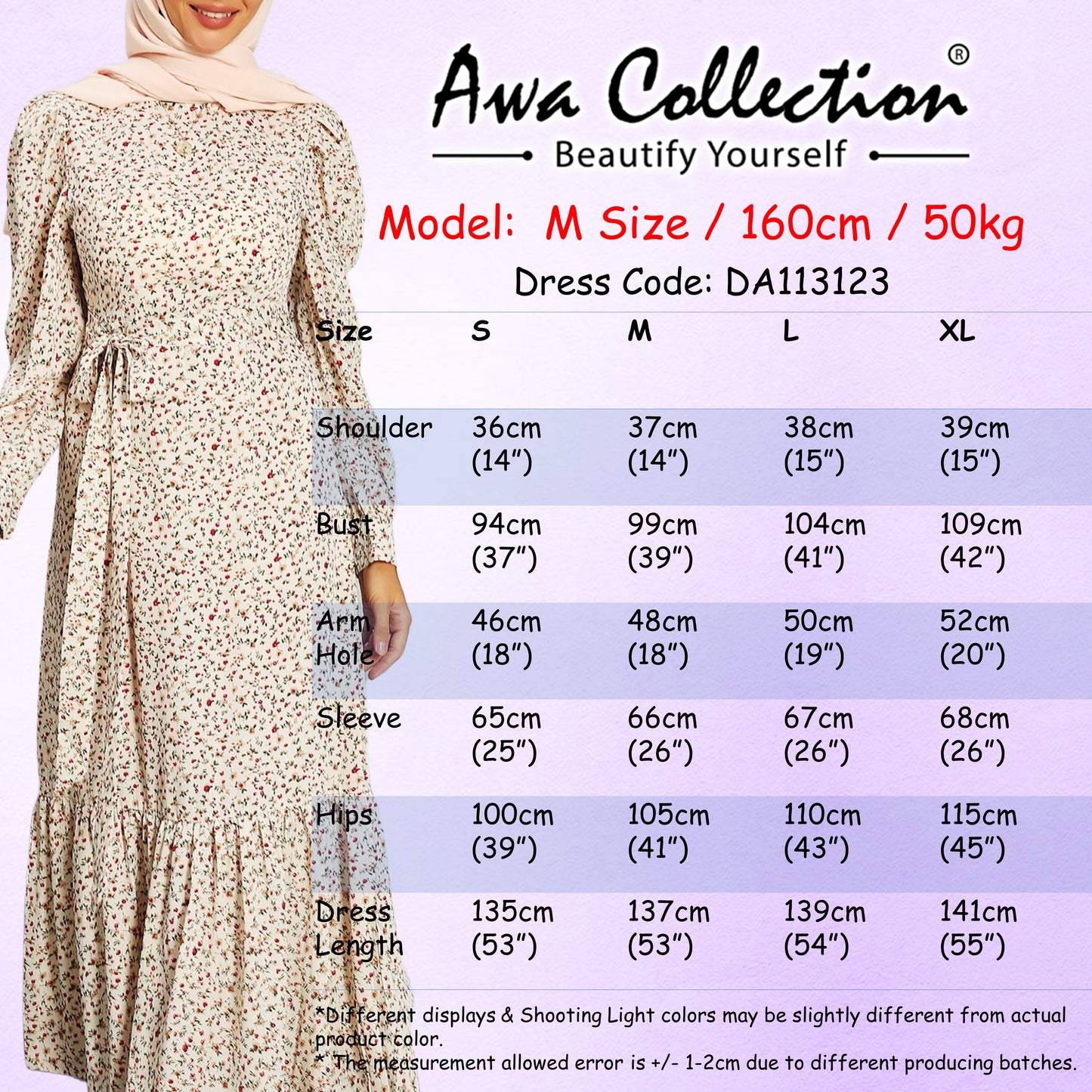 LALEESA Awa Collection DA113123 DRESS BASMA Maxi Dress Muslimah Dress Women Dress Baju Muslimah Baju Raya 2024