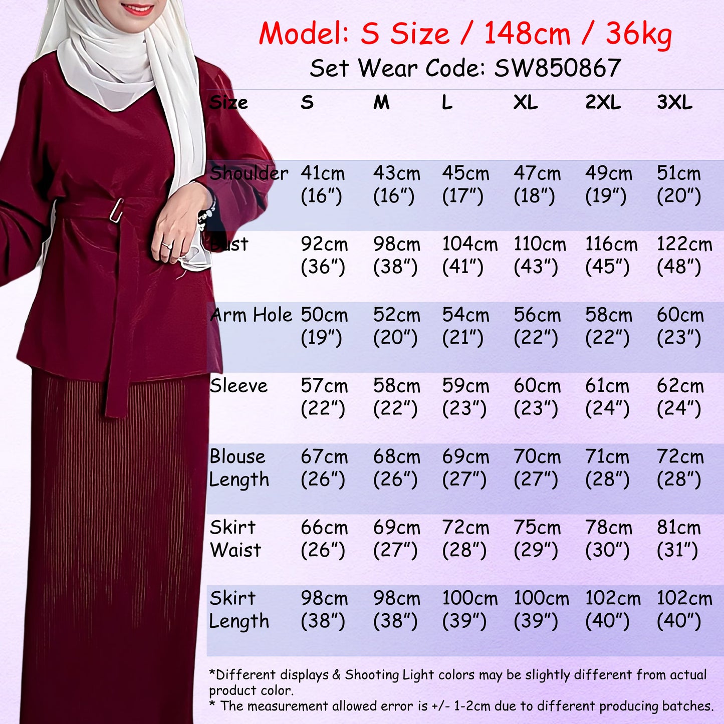 LALEESA (Blouse + Skirt) SET IZZA SW850867 Set Wear Blouse Muslimah Blouse Women Blouse Plus Size Baju Raya 2024