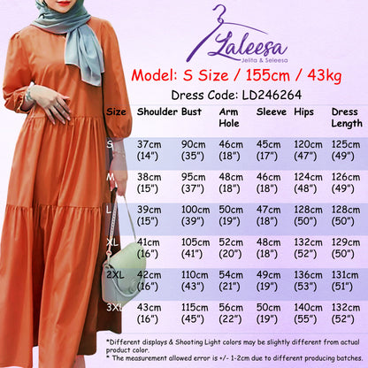 LALEESA LD246264 DRESS DARIA Puff Sleeve Ruffles Dress Muslimah Dress Women Dress Plus Size Baju Raya 2024