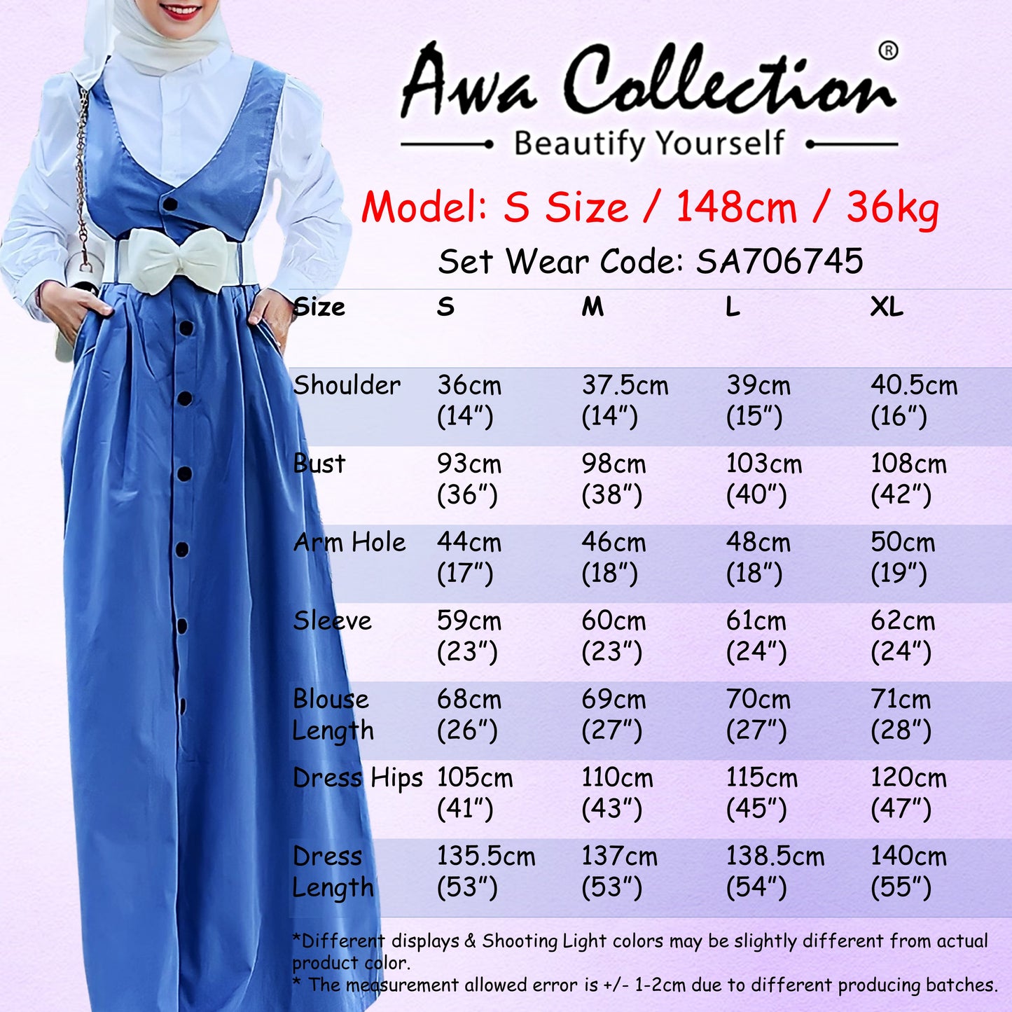 LALEESA Awa Collection (Blouse + Dress) SET HANIFA SA706745 <Korean Series> Set Wear Baju Raya 2024