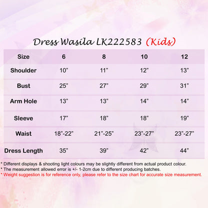 LALEESA DRESS (KIDS) WASILA LK222583 Dress Muslimah Dress Kids Dress Jubah Muslimah Jubah Abaya Dress Baju Raya 2024