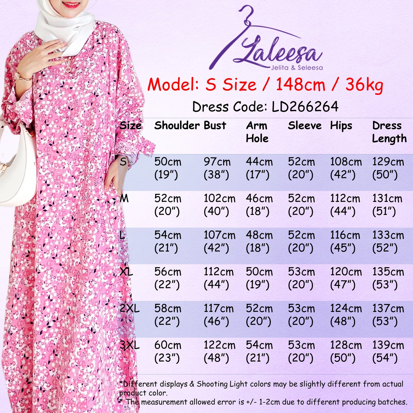 LALEESA LD266264 DRESS AFANA Floral Printed Vintage Long Dress Muslimah Dress Women Dress Maxi Dress Abaya Muslimah