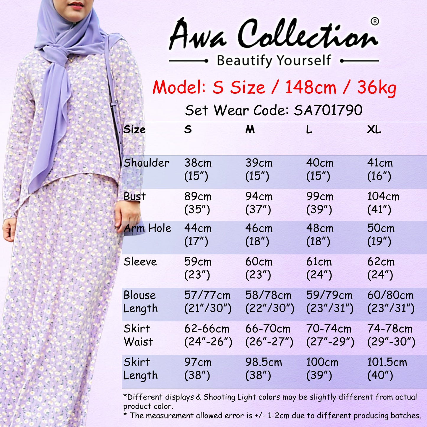 LALEESA Awa Collection (Blouse + Skirt) SET MINA SA701790 Set Wear Blouse Muslimah Blouse Women Blouse Baju Raya 2024