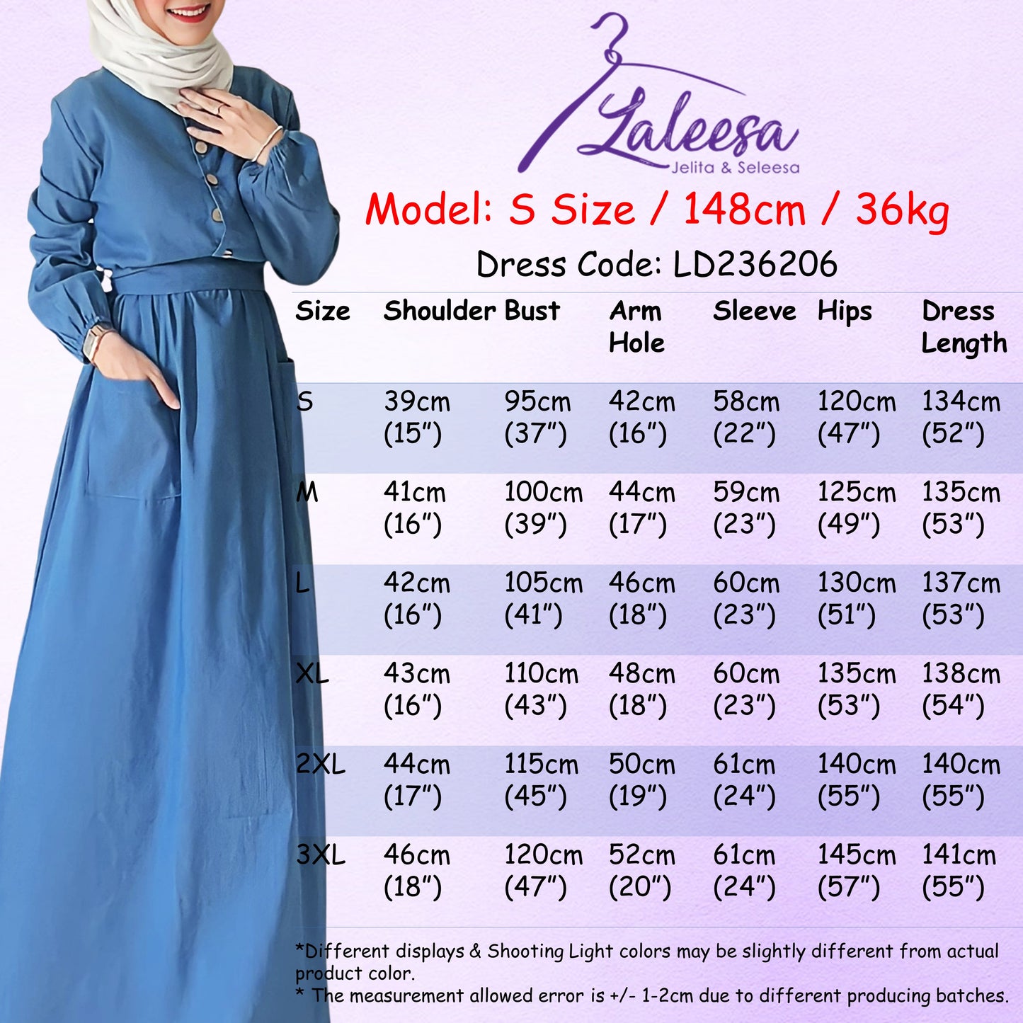LALEESA DRESS WADDIA LD236206 <BF Friendly Series> Dress Muslimah Dress Women Dress Abaya Plus Size Baju Raya 2024