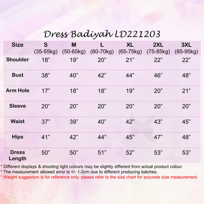 LALEESA DRESS BADIYAH LD221203 <Ironless Series> (Ironless) Dress Muslimah Dress Women Dress Plus Size Baju Raya 2024