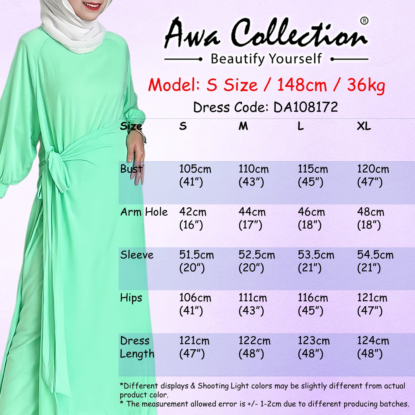 LALEESA Awa Collection DA108172 DRESS TAHIRA Cotton Wrap Sweatshirt Dress Muslimah Dress Women Dress Maxi Dress