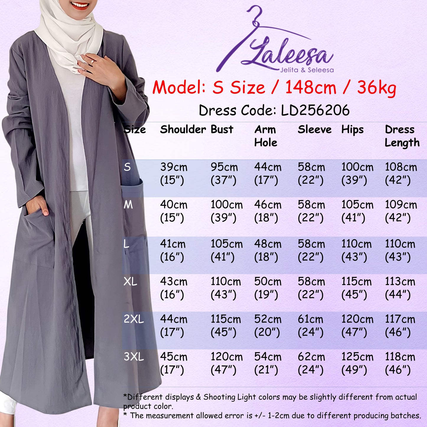 LALEESA LD256206 DRESS LAFIZA Spring Cardigan Dress Muslimah Dress Women Dress Abaya Muslimah Jubah Baju Muslimah