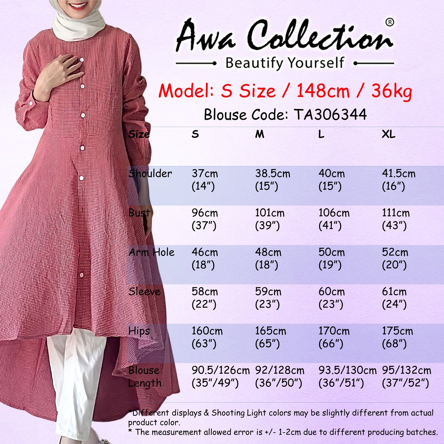 LALEESA Awa Collection BLOUSE FIZA TA306344 <BF Friendly Series> Front Button Fish Tail Asymmetric Blouse Muslimah