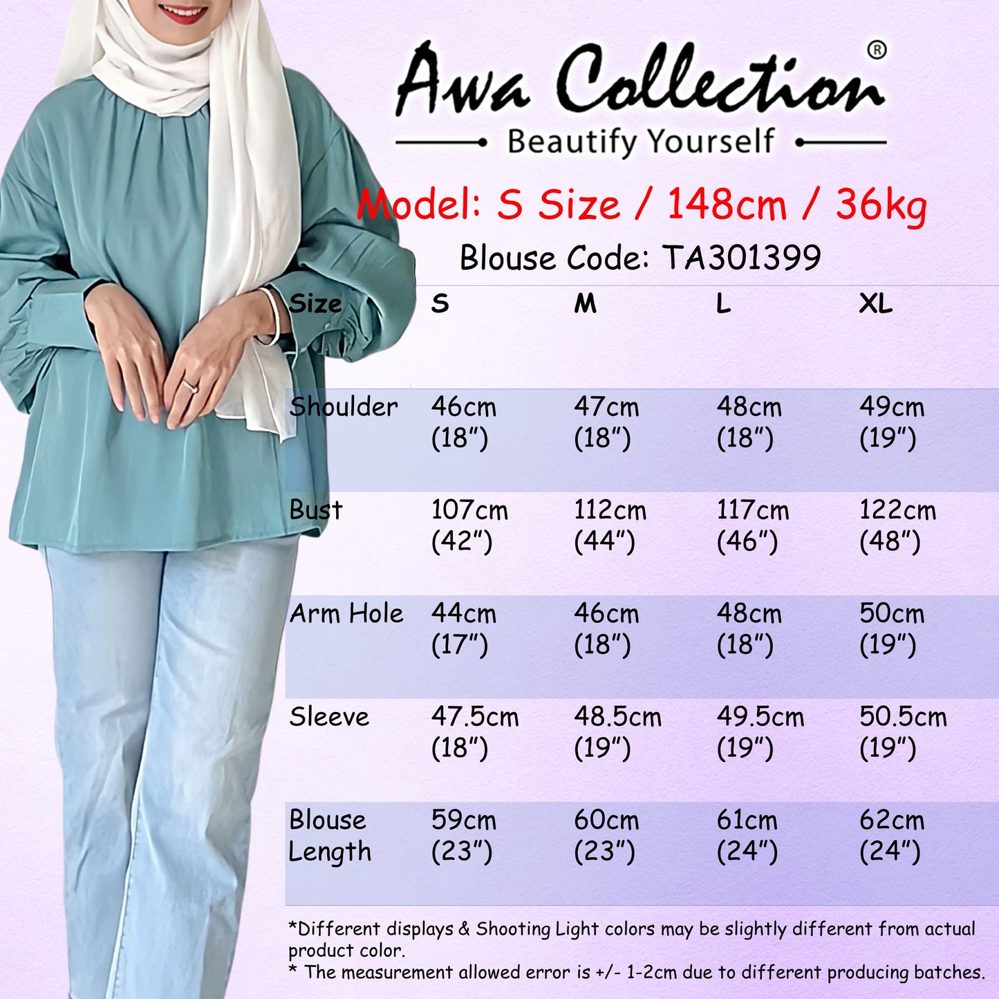 LALEESA Awa Collection BLOUSE WASHIDA TA301399 <Korean Series> Blouse Muslimah Blouse Women Blouse Baju Raya 2024