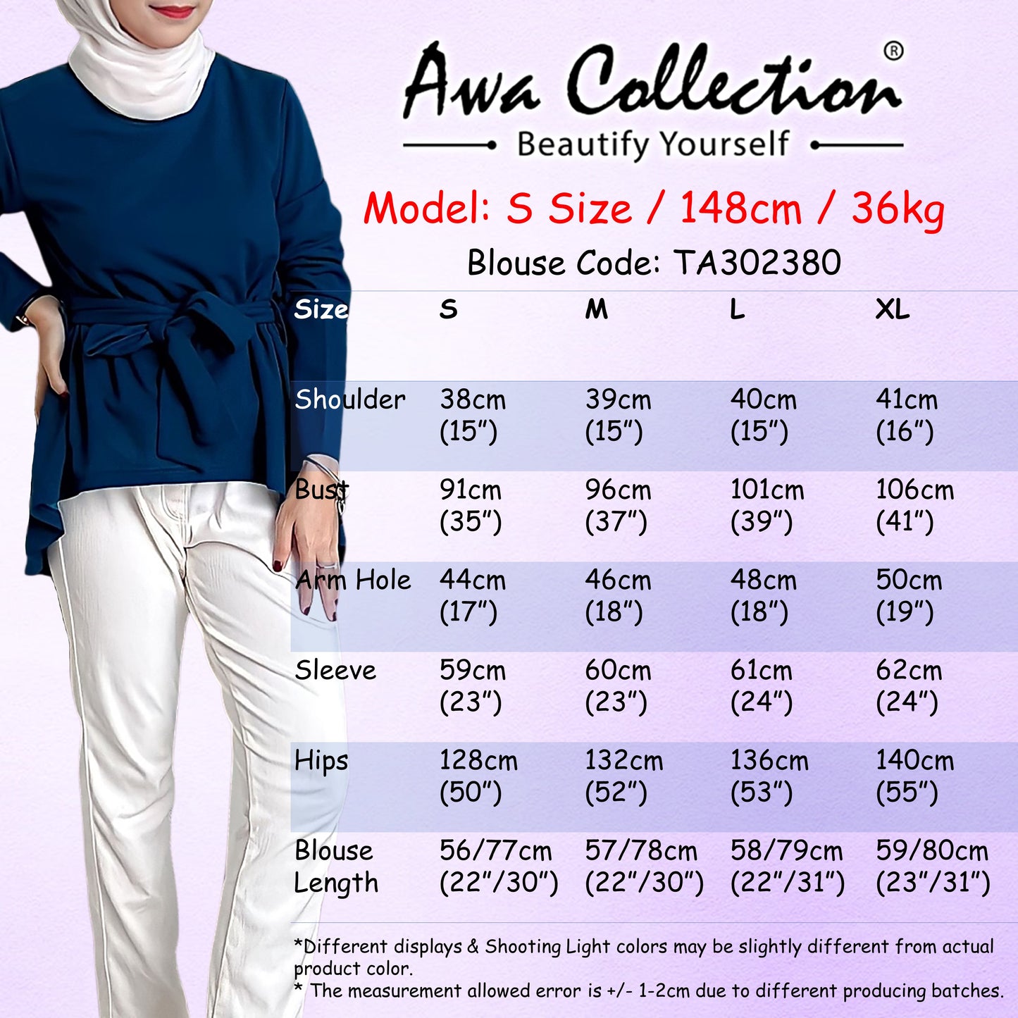 LALEESA Awa Collection TA302380 BLOUSE ZAMINAH Round Neck Blouse Muslimah Blouse Women Blouse Baju Raya 2024