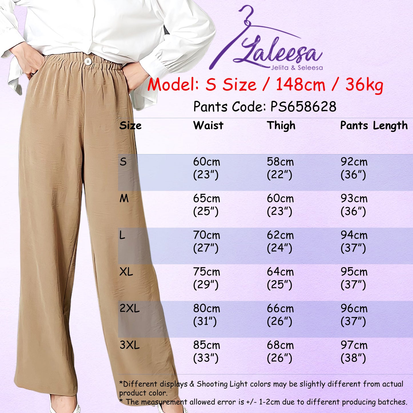 LALEESA PS653673 PANTS QABALAH Baggy High Waist Women Long Pants Women Pants  Seluar Perempuan Seluar Panjang