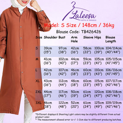 LALEESA BLOUSE LAYLA TB426426 <BF Friendly Series> Long Blouse Muslimah Blouse Women Blouse Plus Size Baju Raya 2024