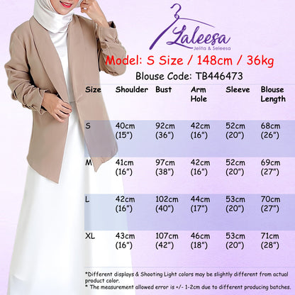 LALEESA TB446473 BLAZER JAMIA Cardigan Blouse Muslimah Blouse Women Blouse Baju Perempuan Plus Size Baju Raya 2024