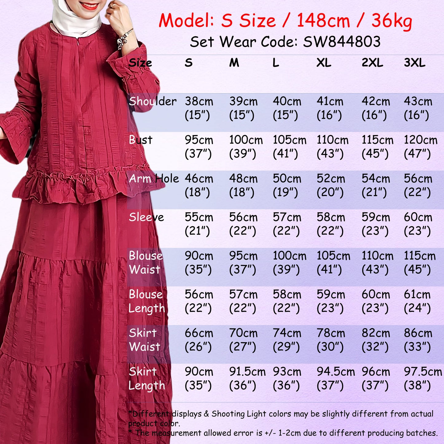 LALEESA (Blouse + Skirt) SET HAMEEDA SW844803 <BF Friendly Series> (Ironless) Set Wear Blouse Muslimah Blouse Women