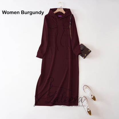 LALEESA DRESS HOODIE POCKET LD277249 <Long Hoodie Series> Long Hoodie Dress Muslimah Dress Woman