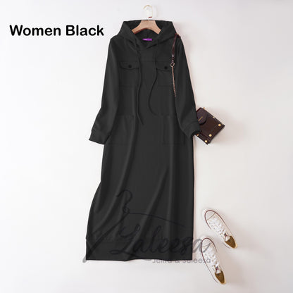 LALEESA DRESS HOODIE POCKET LD277249 <Long Hoodie Series> Long Hoodie Dress Muslimah Dress Woman